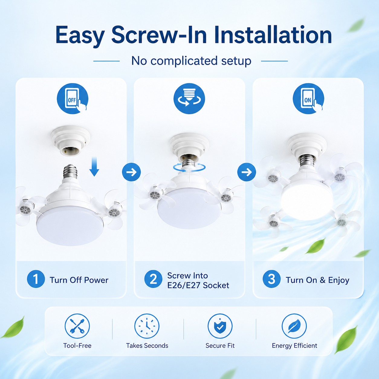BreezeBulb — Screw-In Ceiling Fan Light with Remote